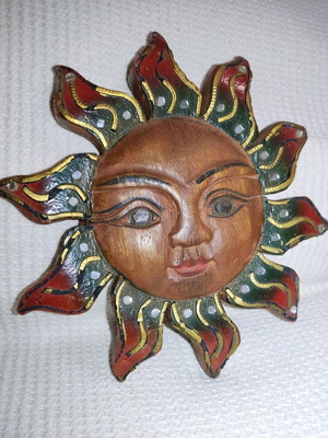 Wooden sun wall decoration used with ethnic style
