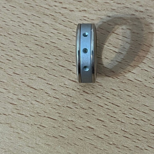 Stainless Steel Ring used with Brushed Center and Dot Detail