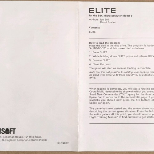 Elite (Acornsoft) for BBC Micro, disk used, complete in box