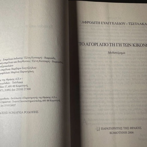 The Boy from the Land of the Cicones book like new, by Afroditi Tsetlaka-Evangelidou