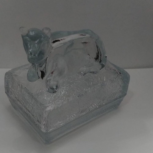 Butter box/ butter container Art Deco glass Zabkowice Poland 1930
