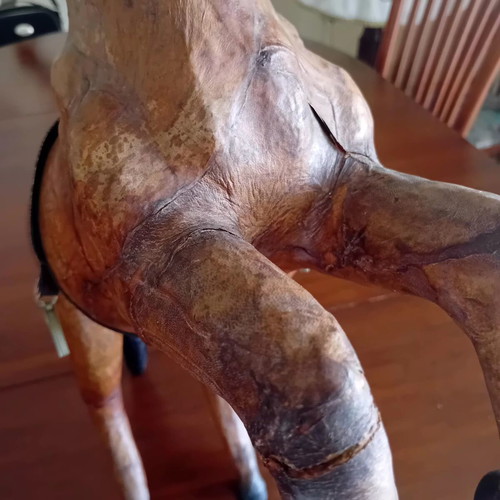 Decorative horse vintage wood and leather used, height 55cm