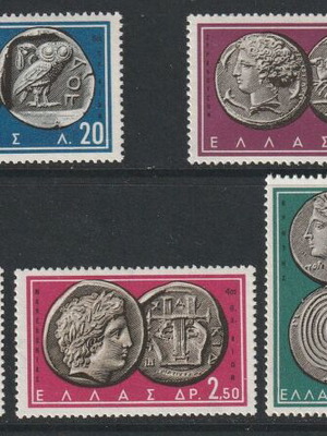 Hellas 1959 Ancient Coins 1st Complete Set MNH