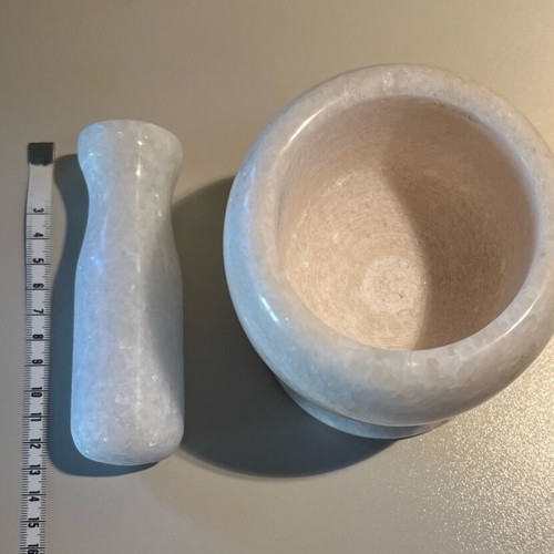 White marble mortar and pestle