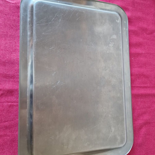Metal tray with brass handles used, vintage style