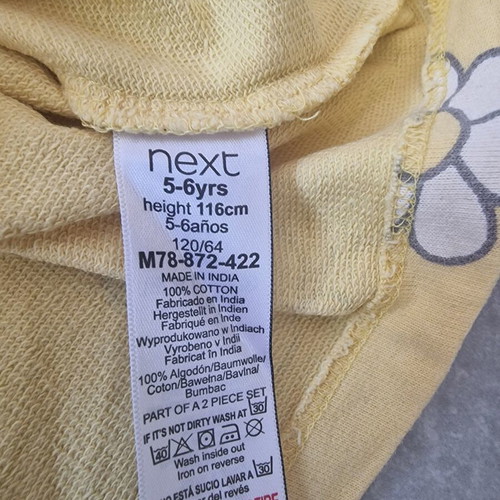 Next girls' set size 5-6 yellow like new