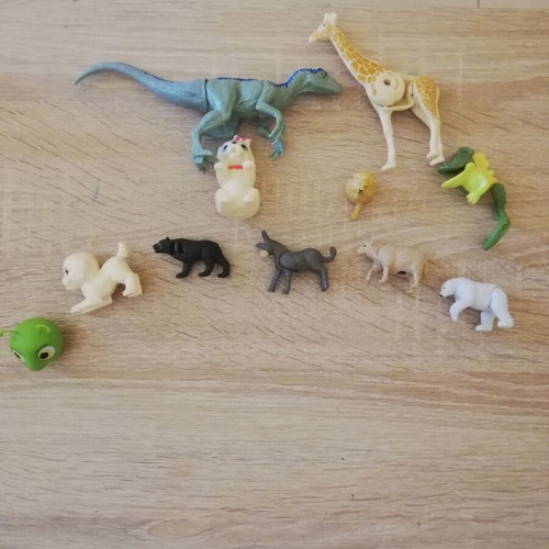 Various animal figures used, all together