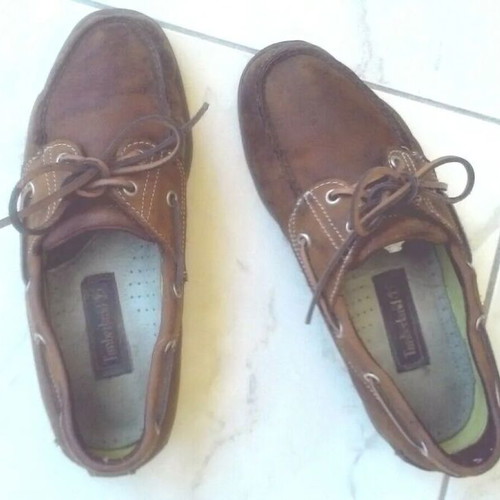 Timberland boat shoes earthy brown leather used men's size 9 with box