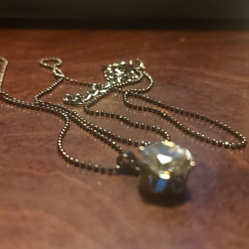 Steel pendant with long chain 60 cm, new, silver-gray