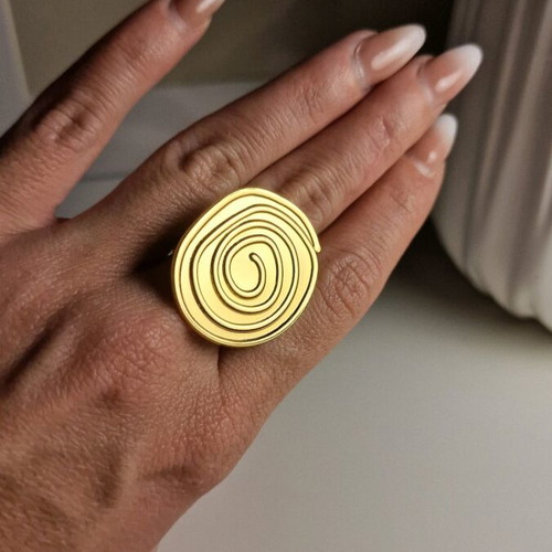 Stainless Steel Spiral Ring Gold Color New Adjustable