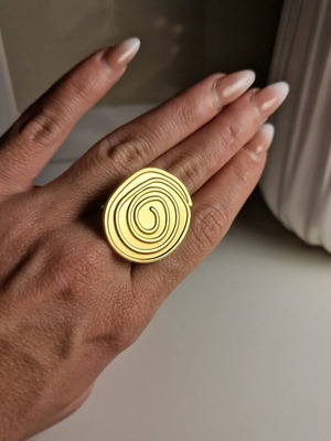 Stainless Steel Spiral Ring Gold Color New Adjustable
