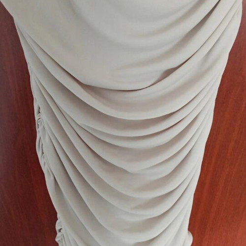 Zara dress new, narrow fit with side gathers, ecru, size S