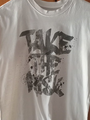 Ovs Fashion T-shirt with Take the Risk print, like new, size 170 cm