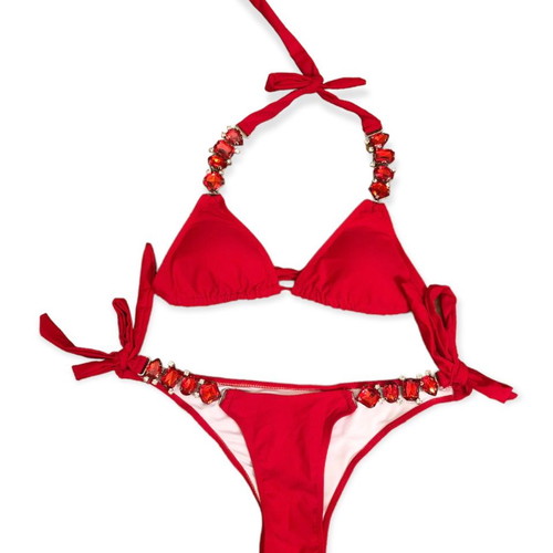 Sexy red bikini with red stones new