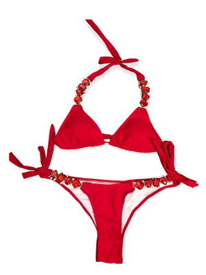 Sexy κόκκινο μπικίνι με κόκκινες πέτρες καινούργιο