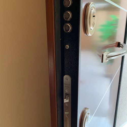 Siamo Doors security door used, exterior aluminum brown