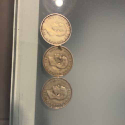 Silver coins 20 drachmas 1960 used, pack of 3