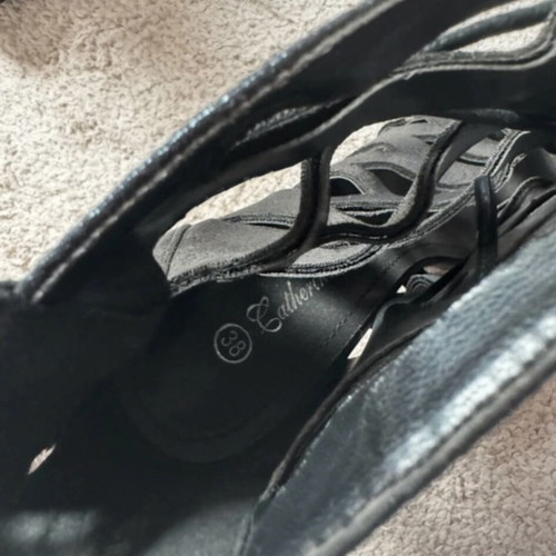 Black high stiletto sandal new, size 38