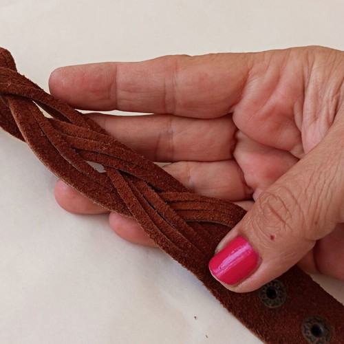 Brown suede bracelet used, vintage Boho-Indian style
