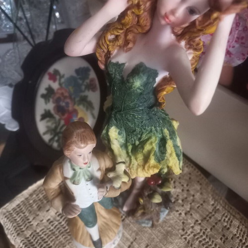 Vintage decorative fairy and boy figurine set, like new, 30cm and 20cm