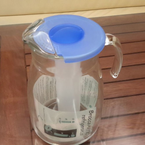 Glass pitcher new with ice compartment