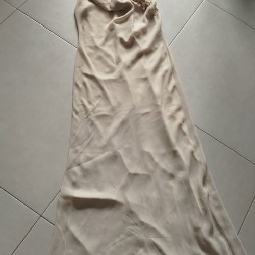 Dress draped front with flower on shoulder, size M, like new, beige
