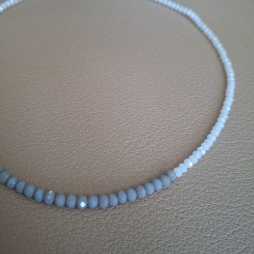Handmade necklace with white and gray crystal beads