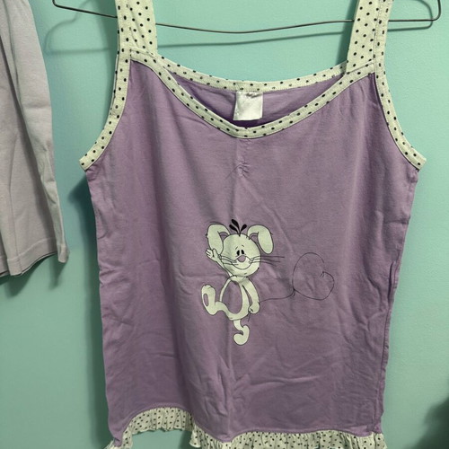 Lilac Bunny Pajama Set used, sleeveless top and shorts