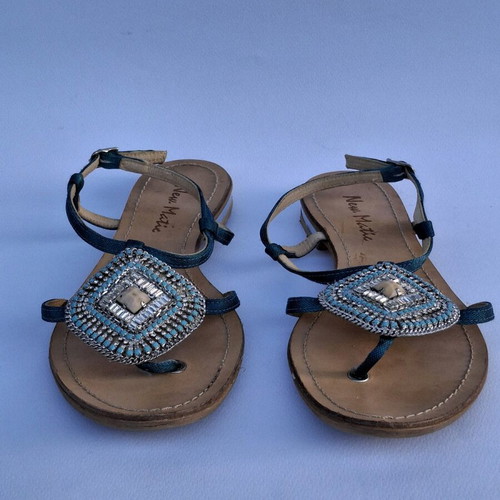 Leather sandals New Matie made in Italy size 37 like new, turquoise