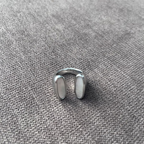 Steel ring with Mother of Pearl, statement design