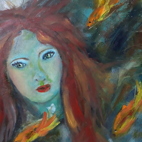 Fantasy Art Mermaid oil painting on canvas 50x40 cm handmade