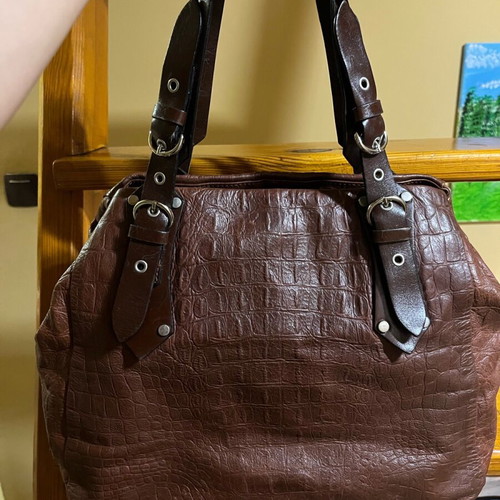 Women's shoulder bag brown natural leather like new