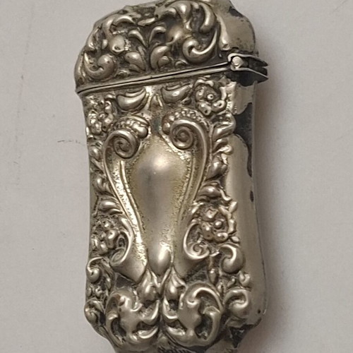 Αντίκα θήκη για σπίρτα Art Nouveau από ασήμι Sterling μεταχειρισμένη