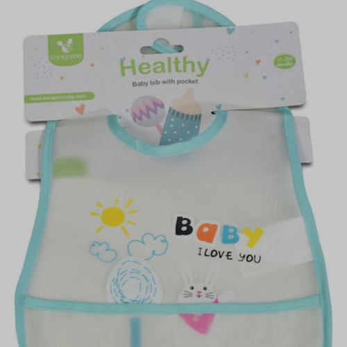 Cangaroo Baby Bib Healthy waterproof plastic bib with sticker and pocket blue