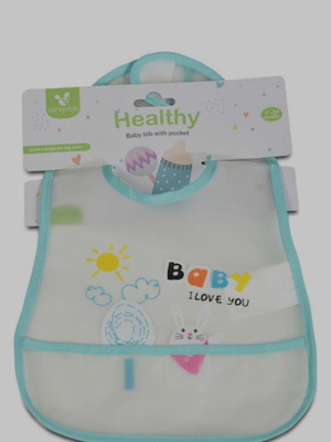 Cangaroo Baby Bib Healthy waterproof plastic bib with sticker and pocket blue