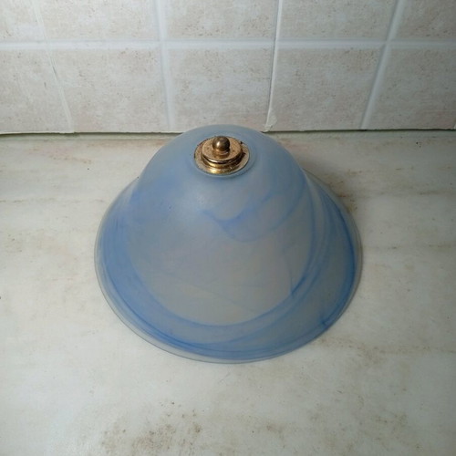 Glass ceiling pendant light used, blue alabaster texture