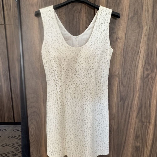 Cacharel Ivory Floral Lace Sleeveless Dress, Size FR 36 / UK 8