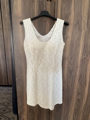 Cacharel Ivory Floral Lace Sleeveless Dress, Size FR 36 / UK 8