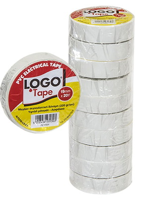 Μονωτική Ταινία Logo Λευκή 19mm x 18,3m Καινούργια