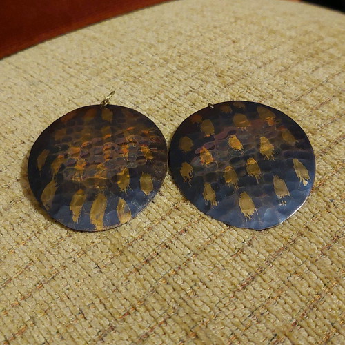 Vintage handmade earrings like new, brown and golden