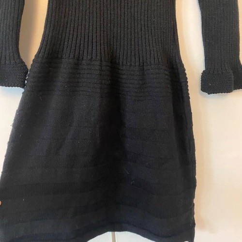 Midi dress warm black with wool, elastic size S