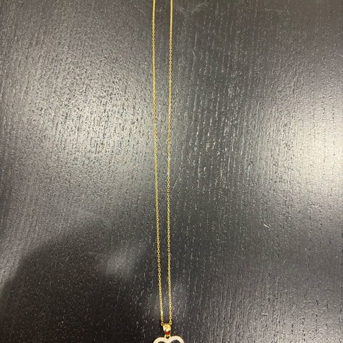 Heart infinity necklace with zircon 925 silver gold plated new unworn