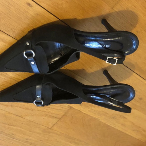 Kalogiou black pumps like new, size 37.5, fabric and leather