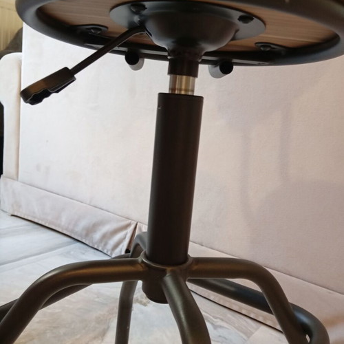 Home Deco Factory metal bar stool like new with adjustable height and wooden seat