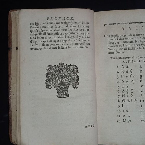 18th century book used, Greek roots, linguistics, etymology