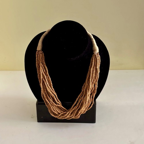 Beaded necklace handmade, like new, beige