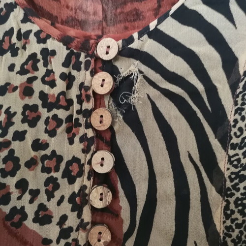 Vintage Phool sleeveless maxi dress used, patchwork animal print, size L/XL