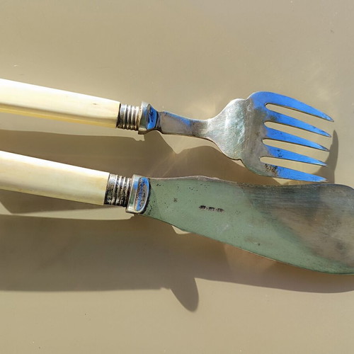 English Old Silver Plated Serving Set used