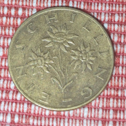 Austrian 1 Schilling coin 1980 used, aluminum-copper composition