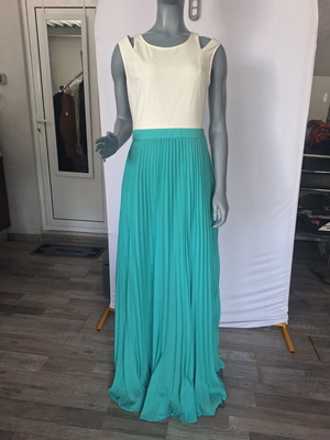 Guy Laroche Studio Line μακρύ επίσημο φόρεμα με θήκη, εκρού και τιρκουάζ